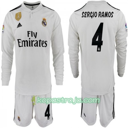 Billiga Fotbollströjor Real Madrid SERGIO RAMOS 4 Barn Hemma tröja 2018/19 Långärmad